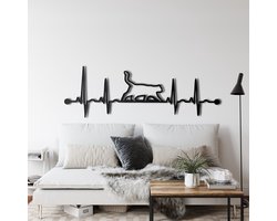 Wanddecoratie | Ekg Kat / Ekg Kat| Metal - Wall Art | Muurdecoratie | Woonkamer |Zwart| 60x20cm