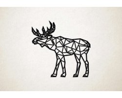 Wanddecoratie - Eland - M - 60x62cm - Zwart - muurdecoratie - Line Art