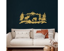 Wanddecoratie |Eland /Moose | Metal - Wall Art | Muurdecoratie | Woonkamer |Gouden| 75x33cm