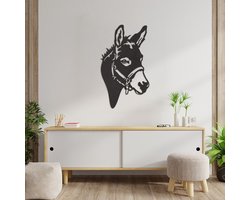Wanddecoratie Ezel - Muurdecoratie Ezel - Muurdecoratie Hout - Wanddecoratie Hout - Muurdecoratie Woonkamer - Wanddecoratie Woonkamer - Wanddecoratie Industrieel - Wanddecoratie Dieren - Home Decor - Wall Line Art - 89 x 51.5 cm