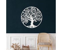 Wanddecoratie |Family Tree decor | Metal - Wall Art | Muurdecoratie | Woonkamer |Wit| 45x45cm