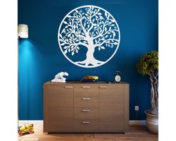 Wanddecoratie |Family Tree  decor | Metal - Wall Art | Muurdecoratie | Woonkamer |Wit| 72x72m