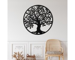 Wanddecoratie |Family Tree decor | Metal - Wall Art | Muurdecoratie | Woonkamer |Zwart| 45x45cm