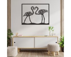 Wanddecoratie Flamingo - Muurdecoratie Flamingo - Muurdecoratie Hout - Wanddecoratie Hout - Muurdecoratie Woonkamer - Wanddecoratie Woonkamer - Wanddecoratie Industrieel - Wanddecoratie Dieren - Home Decor - Wall Line Art - 78 x 59 cm