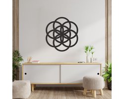 Wanddecoratie Flower Of Life - Wanddecoratie Levensbloem - Muurdecoratie Flower Of Life - Wanddecoratie Hout - Muurdecoratie Woonkamer - Wanddecoratie Woonkamer - Wanddecoratie Industrieel - Home Decor - Wall Line Art - 62.5 x 59 cm