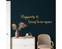 Wanddecoratie | Geluk is Weer Thuis Zijn / Happiness is Being Home Again | Metal - Wall Art | Muurdecoratie | Woonkamer | Buiten Decor |Gouden| 120x21cm