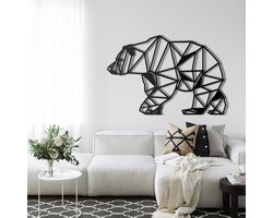Wanddecoratie |Geometrische Beer /  Geometric Bear  decor | Metal - Wall Art | Muurdecoratie | Woonkamer |Zwart| 45x30cm