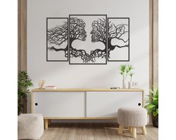 Wanddecoratie Gezichten 3 Delen - Muurdecoratie Gezichten 3 Delen - Muurdecoratie Hout - Wanddecoratie Hout - Muurdecoratie Drieluik - Wanddecoratie Drieluik - Wanddecoratie Industrieel - Wanddecoratie Woonkamer - Home Decor - 128 x 78.5 cm