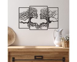 Wanddecoratie Gezichten 3 Delen - Muurdecoratie Gezichten 3 Delen - Muurdecoratie Hout - Wanddecoratie Hout - Muurdecoratie Drieluik - Wanddecoratie Drieluik - Wanddecoratie Industrieel - Wanddecoratie Woonkamer - Home Decor - 65 x 39 cm