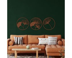 Wanddecoratie |Ginkgo Biloba-blad /Ginkgo Biloba Leaf  | Metal - Wall Art | Muurdecoratie | Woonkamer |Bronze| 38x38m