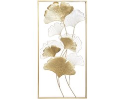 Wanddecoratie - Goude metalen Ginko blanderen - 50x100cm