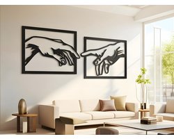 Wanddecoratie Handen, Houten Wandbeeld, 3D Wanddecoratie voor Thuis, Moderne Beelden voor Huis Kantoor Slaapkamer, Woonkamer en Keuken - 80x30 cm