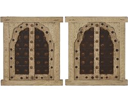 Wanddecoratie Home ESPRIT Beige Natuurlijk Venster 45 X 5 X 51 cm