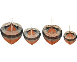 Wanddecoratie Home ESPRIT Bruin Zwart Beige Natuurlijk Koloniaal Waaier 57 x 1 x 71 cm (4 Onderdelen)