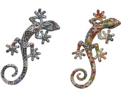 Wanddecoratie Home ESPRIT Multicolour Hagedis Mediterrane 10 x 4 x 22 cm (2 Stuks)