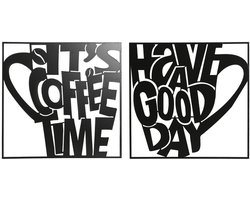 Wanddecoratie Home ESPRIT Zwart Vintage Kopp 44,5 x 1 x 44,5 cm (2 Stuks)