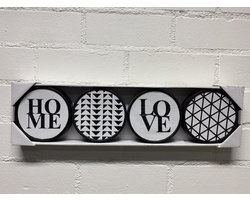 Wanddecoratie Home & Love - Set van 4 stuks - Dia 12 cm x 3 cm - Woonaccesoires - Muurdecoratie
