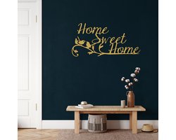 Wanddecoratie | Home Sweet Home | Metal - Wall Art | Muurdecoratie | Woonkamer | Buiten Decor |Gouden| 45x22cm