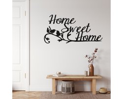 Wanddecoratie | Home Sweet Home | Metal - Wall Art | Muurdecoratie | Woonkamer | Buiten Decor |Zwart| 60x31cm