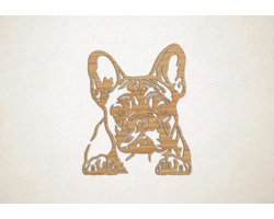 Wanddecoratie - Hond - Franse Bulldog 3 - S - 54x45cm - Eiken - muurdecoratie - Line Art