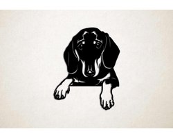 Wanddecoratie - Hond - Teckel - Doxie - L - 94x75cm - Zwart - muurdecoratie - Line Art