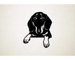 Wanddecoratie - Hond - Teckel - Doxie - M - 75x60cm - Zwart - muurdecoratie - Line Art