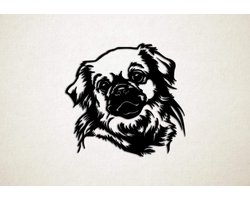Wanddecoratie - Hond - Tibetaanse Spaniel - M - 60x63cm - Zwart - muurdecoratie - Line Art