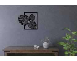 Wanddecoratie industrieel - Metaaldecoratie -Bladeren Decoratie - Uitgesneden bladeren - Zwart - Eyecatcher - Woonkamer