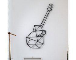 Wanddecoratie industrieel - Woonkamer Decoratie - Metaal - Gitaar - 70x43cm - incl. Ophangsysteem