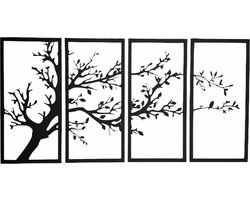 Wanddecoratie Industrieel - Woonkamer - Slaapkamer - Wandpaneel Wandbord - Levensboom tree of life - Hout - Zwart - Muurdecoratie - Wanddecoratie - Moederdag cadeautje - Moederdag - Vaderdag cadeau - Vaderdag - Kerstcadeau - Sinterklaas cadeautjes