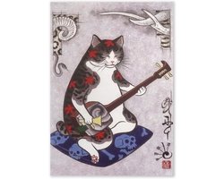 Wanddecoratie Japanse Kat Ukiyo-e Stijl Poster op Stevig Schuim 30x42cm