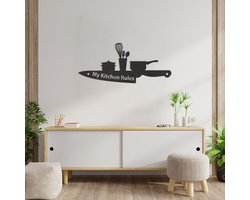 Wanddecoratie Keuken - Muurdecoratie Keuken - Wanddecoratie My Kitchen Rules - Muurdecoratie Hout - Wanddecoratie Hout - Wanddecoratie Woonkamer - Wanddecoratie Industrieel - Home Decor - Wall Line Art - 89 x 38.5 cm