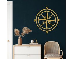 Wanddecoratie | Kompas Monogram  / Compass Monogram | Metal - Wall Art | Muurdecoratie | Woonkamer |Gouden| 46x46cm