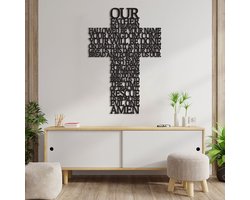 Wanddecoratie Kruis Onze Lieve Vader - Muurdecoratie Kruis - Muurdecoratie Hout - Wanddecoratie Hout - Muurdecoratie Woonkamer - Wanddecoratie Woonkamer - Wanddecoratie Industrieel - Geloof Christendom - Home Decor - Wall Line Art - 86.5 x 59 cm
