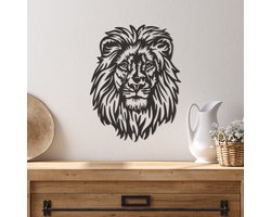 Wanddecoratie Leeuw - Muurdecoratie Leeuw - Muurdecoratie Hout - Wanddecoratie Hout - Muurdecoratie Woonkamer - Wanddecoratie Woonkamer - Wanddecoratie Industrieel - Wanddecoratie Dieren - Home Decor - Wall Line Art - 37 x 29 cm