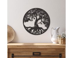 Wanddecoratie Levensboom - Muurdecoratie Tree Of Life - Muurdecoratie Hout - Wanddecoratie Hout - Muurdecoratie Woonkamer - Wanddecoratie Woonkamer - Wanddecoratie Industrieel - Wanddecoratie Dieren - Home Decor - Wall Line Art - 29 x 29 cm