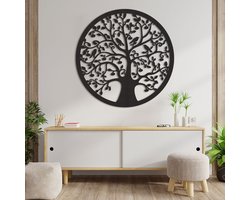 Wanddecoratie Levensboom - Wanddecoratie Tree Of Life - Muurdecoratie Levensboom - Wanddecoratie Hout - Muurdecoratie Woonkamer - Wanddecoratie Woonkamer - Wanddecoratie Industrieel - Wanddecoratie Dieren - Home Decor - Wall Line Art - 59 x 59 cm