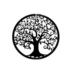 Wanddecoratie - Levensboom - Woonkamer Decoratie - Metaal - Klein - Tree of Life - Wall Art - Wandbord - Geschikt voor binnen en buiten - Tuin huisdecoratie - 30x30cm - Zwart