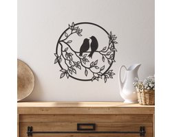 Wanddecoratie Liefdesvogels - Muurdecoratie Liefdesvogels - Muurdecoratie Vogels - Wanddecoratie Hout - Muurdecoratie Woonkamer - Wanddecoratie Woonkamer - Wanddecoratie Industrieel - Wanddecoratie Dieren - Home Decor - Wall Line Art - 30 x 29 cm