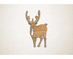 Wanddecoratie - Lopend hert - M - 90x53cm - Eiken - muurdecoratie - Line Art