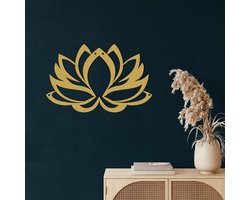 Wanddecoratie |Lotus decor | Metal - Wall Art | Muurdecoratie | Woonkamer |Gouden| 100x64cm