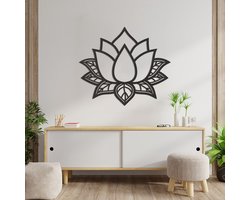 Wanddecoratie Lotus - Muurdecoratie Lotus - Muurdecoratie Lotusbloem - Wanddecoratie Lotusbloem - Muurdecoratie Woonkamer - Wanddecoratie Woonkamer - Wanddecoratie Industrieel - Wanddecoratie Bloemen - Home Decor - Wall Line Art - 68.5 x 59 cm
