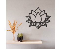 Wanddecoratie Lotus - Muurdecoratie Lotus - Muurdecoratie Lotusbloem - Wanddecoratie Lotusbloem - Muurdecoratie Woonkamer - Wanddecoratie Woonkamer - Wanddecoratie Industrieel - Wanddecoratie Bloemen - Home Decor - Wall Line Art - 33.5 x 29 cm