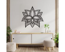 Wanddecoratie Lotus - Muurdecoratie Lotus - Muurdecoratie Lotusbloem - Wanddecoratie Lotusbloem - Muurdecoratie Woonkamer - Wanddecoratie Woonkamer - Wanddecoratie Industrieel - Wanddecoratie Bloemen - Home Decor - Wall Line Art - 59 x 59 cm