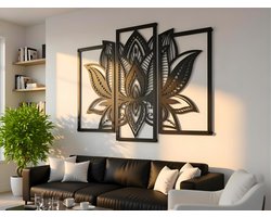 Wanddecoratie Lotusbloem, Houten Wandbeeld, 3D Wanddecoratie voor Thuis, Moderne Beelden voor Huis Kantoor Slaapkamer, Woonkamer - 155x100 cm