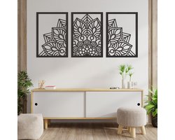 Wanddecoratie Mandala 3 Delen - Muurdecoratie Mandala 3 Delen - Muurdecoratie Hout - Wanddecoratie Hout - Muurdecoratie Woonkamer - Wanddecoratie Woonkamer - Wanddecoratie Industrieel - Wanddecoratie Dieren - Home Decor - Wall Line Art - 178 x 84.5cm