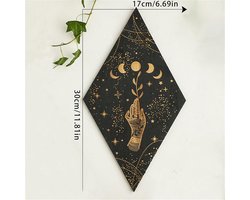 wanddecoratie, mandala, hout, boho, wanddecoratie, kunstdecoratie, wandbehang voor slaapkamer, eetkamer, woonkamer, kantoor, keuken, gang, A + B + C)