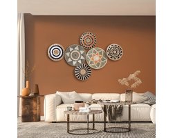 Wanddecoratie Manden - Decoratieve Manden - Bohemian Wonen - Handgeweven Natuurlijk Materiaal - Set van 3 - Wit