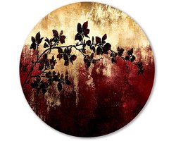 Wanddecoratie met tak en kleuren - Bloemen wandcirkels - Ronde muurdecoratie takken - Abstract expressionisme - Forex design muurcirkel - Scandinavische muurdecoratie - muurcirkel forex 50x50 cm