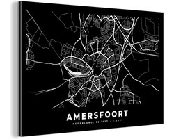 Wanddecoratie Metaal - Aluminium Schilderij Industrieel - Amersfoort - Kaart - Zwart - 30x20 cm - Dibond - Foto op aluminium - Industriële muurdecoratie - Voor de woonkamer/slaapkamer